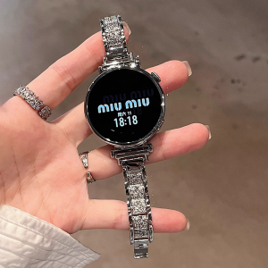 适用oppo watch x2mini手表带金属满钻oppowatchx2mini女款智能运动4Pro新款手表链一加手表2/1替换配件夏天