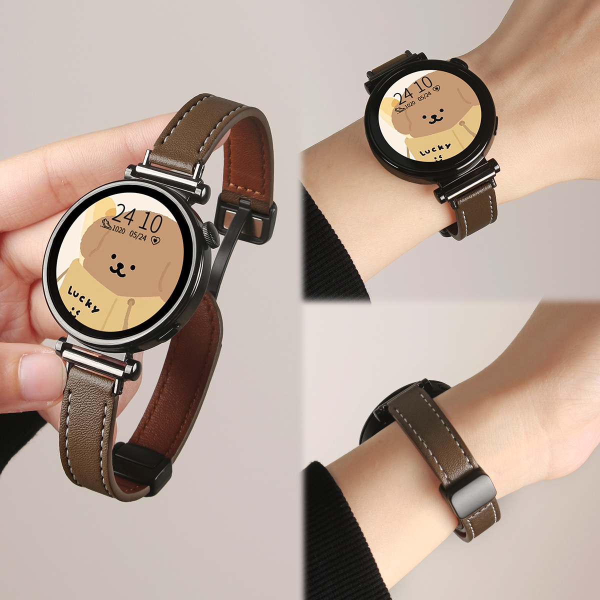 适用华为gt5手表带新款真皮磁吸5pro女士系列watchgt4表链专用watch4智能手表运动gt3/2/1女表高级感女款夏天