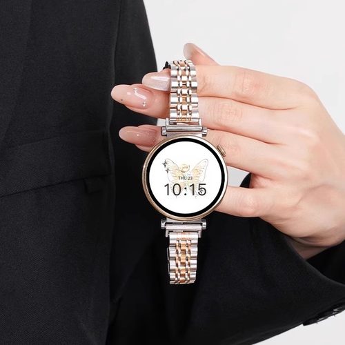 适用华为gt4手表带链gt5夏季新款watch4智能手表链gt6pro金属手表带watchgt3高级感荣耀女款透气腕表41mm女士