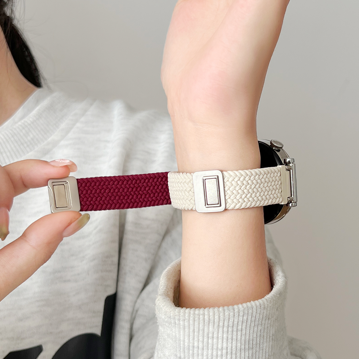 UHADA新款双节编织磁吸手表带