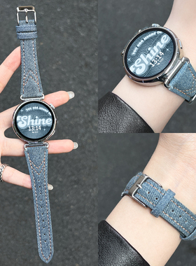 适用华为手表watch gt6手表带牛仔watchgt5高端女款智能运动表链4pro高级感专用3精致腕表2秋冬新款1女士真皮
