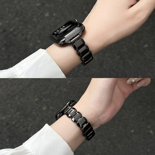 适用applewatchs9手表带女款s10夏季iwatchs9手表带小众11金属苹果手表链s8s765女生iwatchse3夏天高级感手链