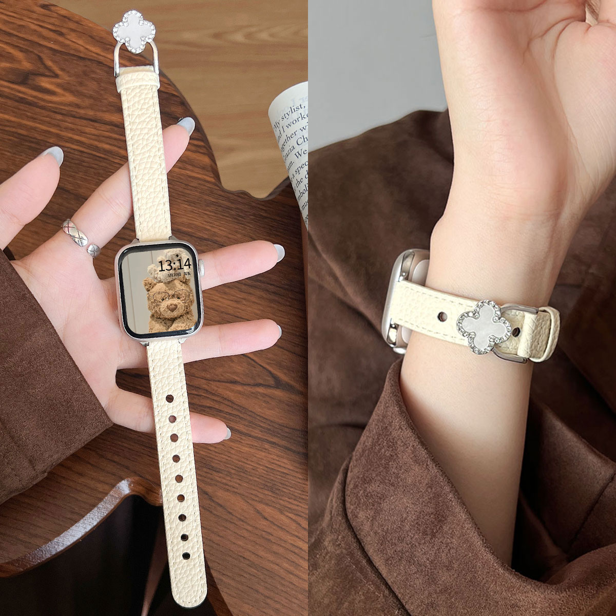 UHADA新款四叶草荔枝纹表带时尚