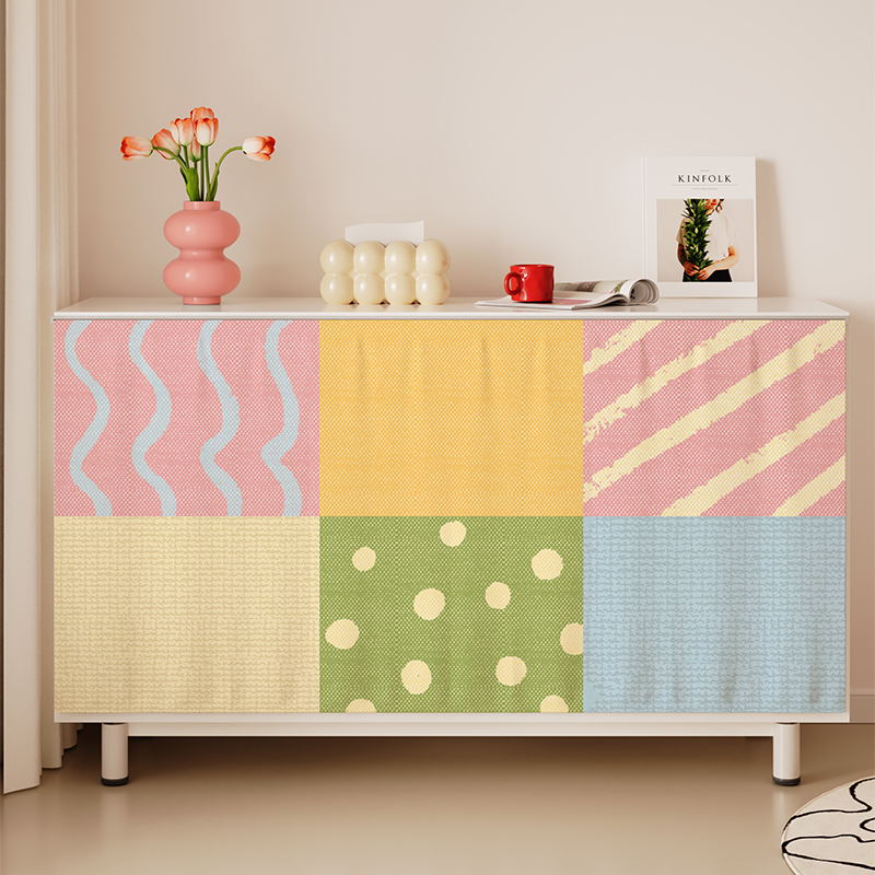 小清新厨房柜子遮挡帘卧室置物架防尘布帘书柜鞋柜杂物柜遮丑帘子