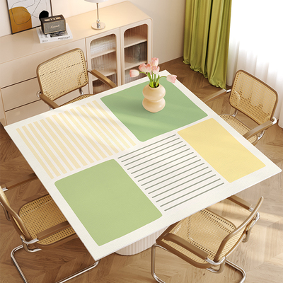 莫兰迪正方形桌布防水防油防烫皮革餐桌垫小方桌茶几垫子八仙桌垫