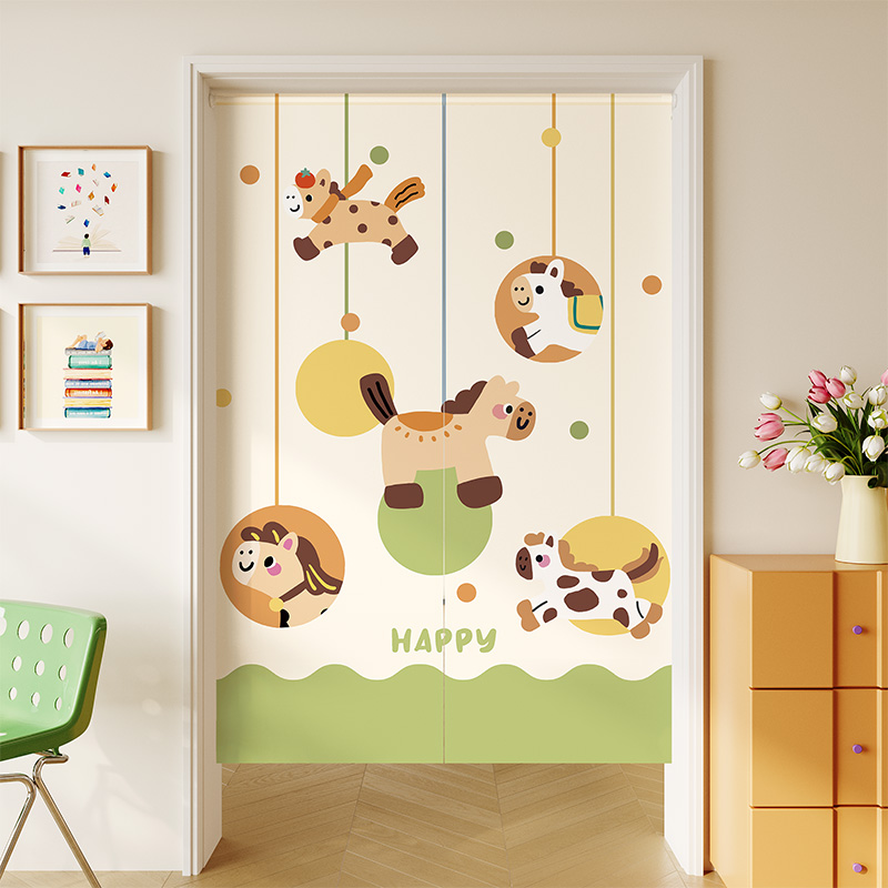 2026新款卡通门帘隔断帘卧室厨房卫生间隐私遮挡帘免打孔家用半帘