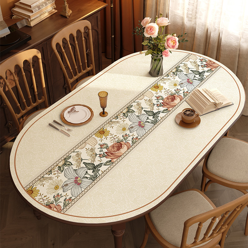 轻奢复古椭圆形桌垫防水防油免洗弧形餐桌布茶几台布桌面保护垫子,居家布艺,桌布,淘宝优惠券,粉丝福利购,淘宝优惠卷