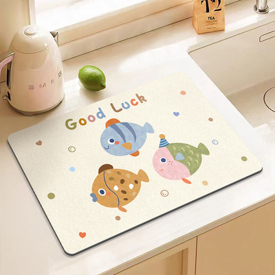 奶油ins风厨房台面沥水垫硅藻泥吸水垫咖啡机垫吧台餐垫隔热桌垫