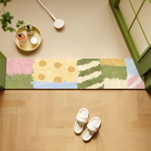 清新美式卫生间门槛石极窄地垫长条家用浴室门口硅藻泥吸水脚垫子