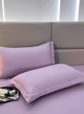北欧风紫色纯棉枕套一对装48*74酒店旅社全棉枕头套宿舍枕芯罩女