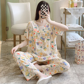 夏季 人造棉套装 超薄款 长裤 家居服 防凸点睡衣女士棉绸短袖 2026新款