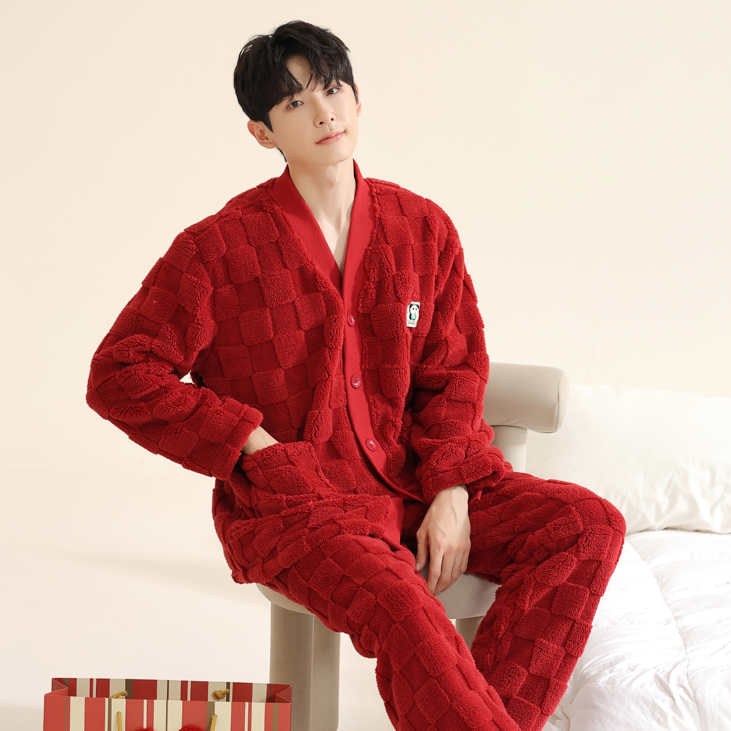 2025新款睡衣男士秋冬季加厚