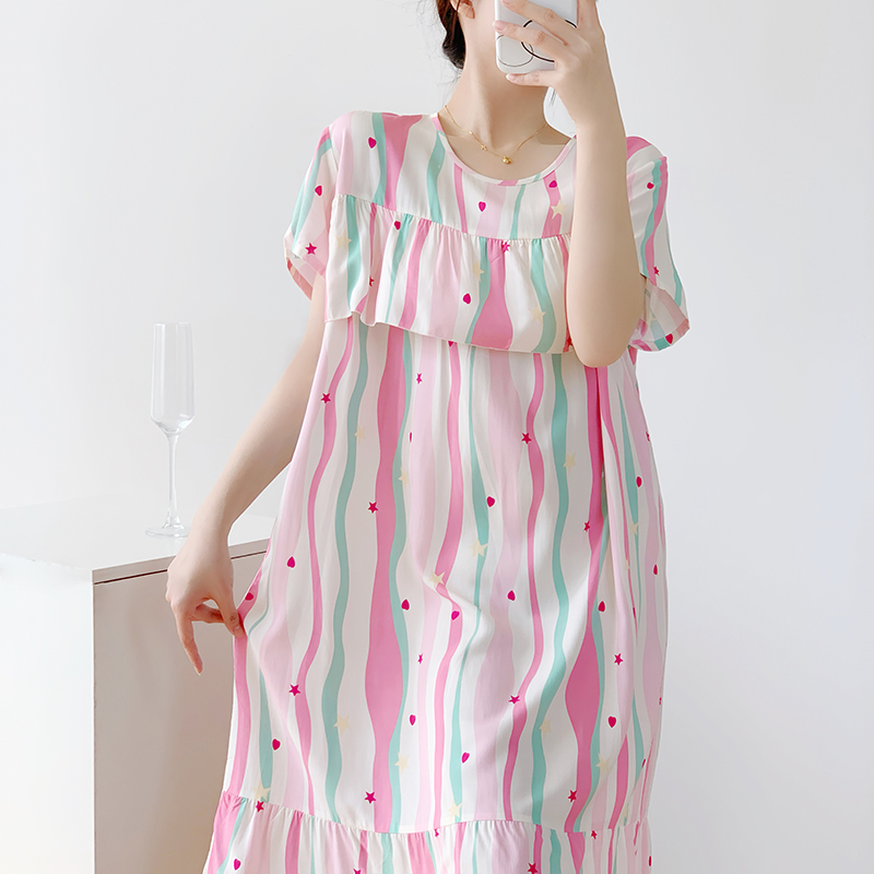 新款女棉绸睡裙，夏季薄款可爱风