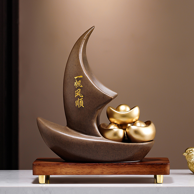一帆风顺满载而归帆船办公室装饰摆件开业乔迁礼品办公室招财摆件
