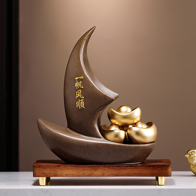 一帆风顺满载而归帆船办公室装饰摆件开业乔迁礼品办公室招财摆件