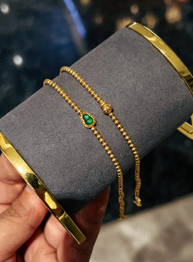 18K金天然翡翠葫芦光珠手链原创设计深圳水贝实体店可一件代发