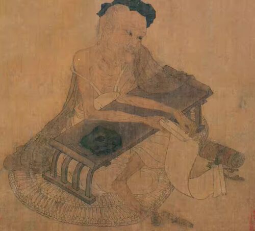 唐 王维 伏生授经图 高清电子图片装饰喷绘临摹素材