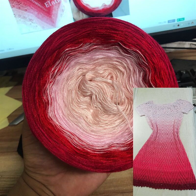 有机蕾丝绵混股妖精线手绕蛋糕线渐变长段染春夏披肩围巾毛衣线2