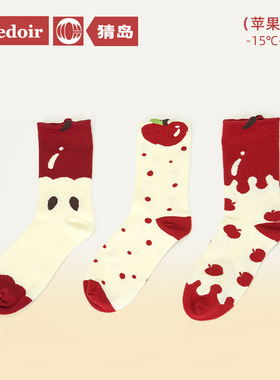 chedoir猜岛苹果袜子女款秋冬可爱甜美isn红色本命年中筒袜圣诞袜