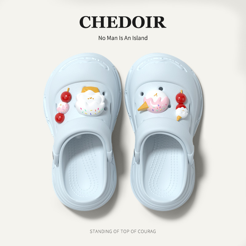 chedoir开口笑外穿洞洞鞋女