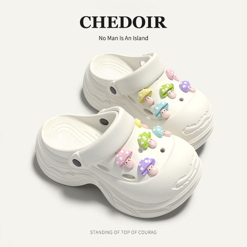 chedoir开口笑马蹄厚底洞洞鞋