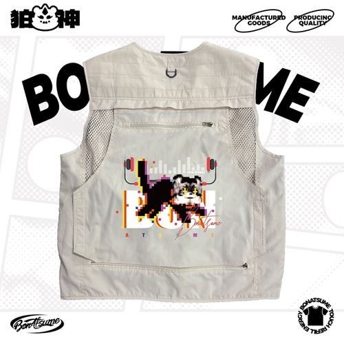 【BON】2025老白联名像素猫马甲背心外套可爱休闲宽松福瑞FURRY