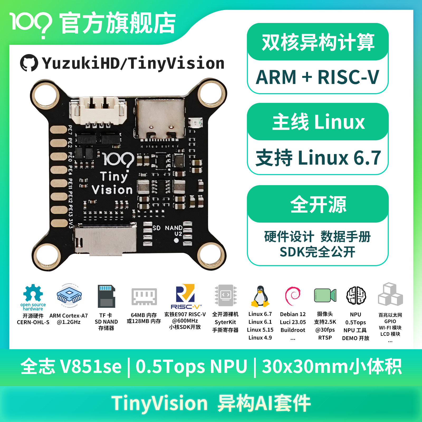 韦东山TinyVision异构视觉AI开发套件全志V851显示模块支持主线