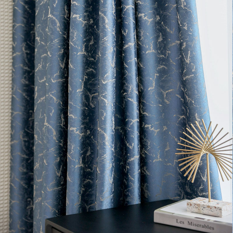 窗帘轻奢高精密客厅高档北欧简约卧室遮光现代风孔雀蓝2025年新款