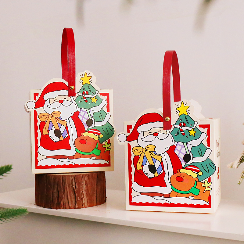 圣诞礼盒手提包装盒平安夜苹果礼物饼干曲奇烘焙糖果定制空盒子