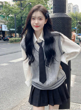 秋冬穿搭一整套高级感ootd温柔系韩系jk制服套装盐甜减龄连衣裙子