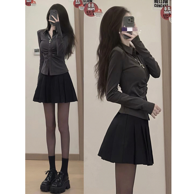 thumbnail for Salt style wears a two-piece set for women in early spring, pure desire, self-cultivation, jk uniform suit, summer Korean style, a complete set