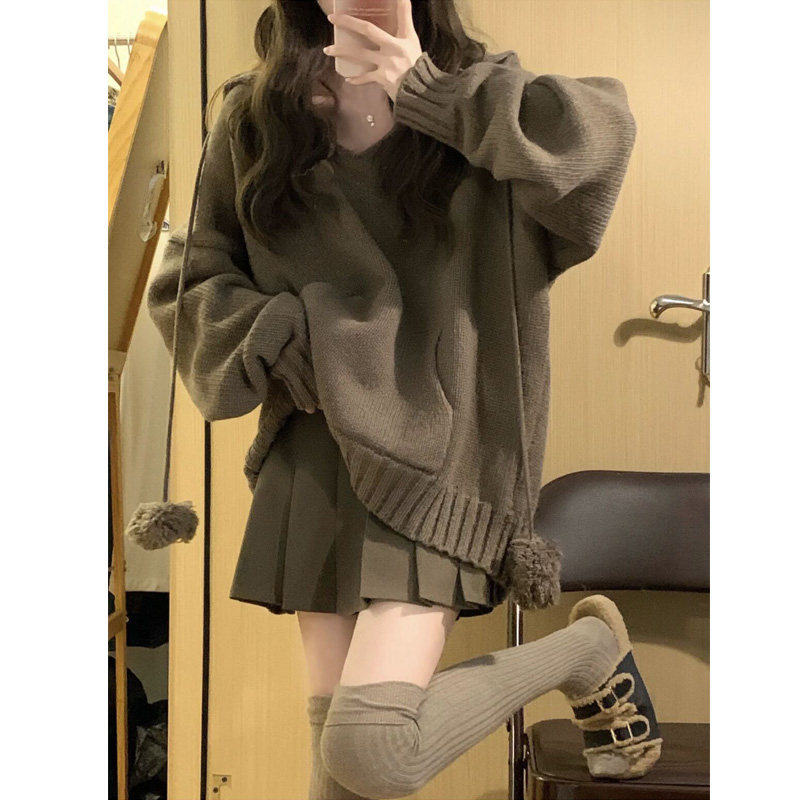 学院风毛衣百褶裙两件套秋冬季盐系jk制服套装奶乖穿搭针织连衣裙