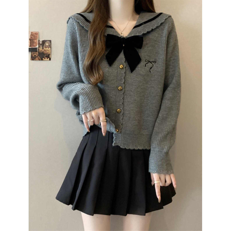 一整套ootd穿搭女早春学院风jk套装制服韩剧女主百褶裙迪士尼搭配