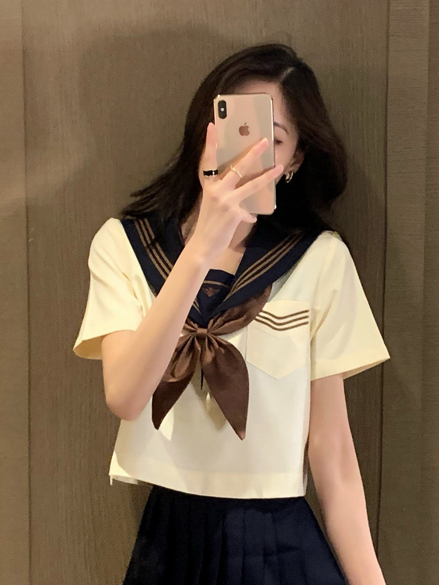 JK UNIFORM SKIRT GENUINE SUMMER SHORT-SLEEVED BASIC SUIT FULL SET JAPANESE COLLEGE FENG SHUI SUIT TWO-PIECE SET FOR WOMEN