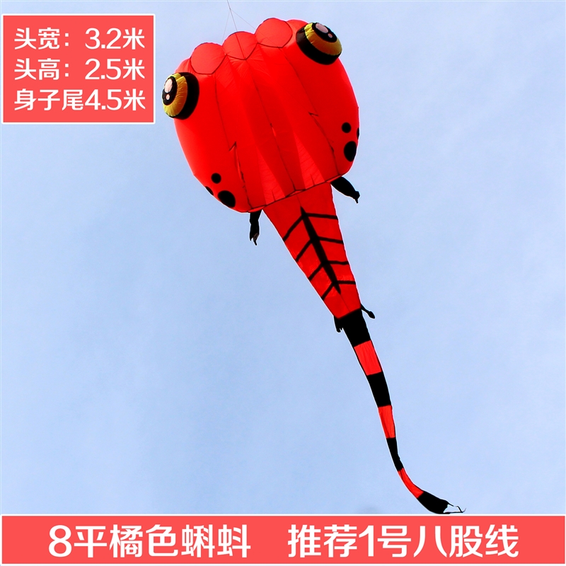 青州马老四风筝 高档伞布参赛级蝌蚪 好飞易飞特大软体立体大风筝