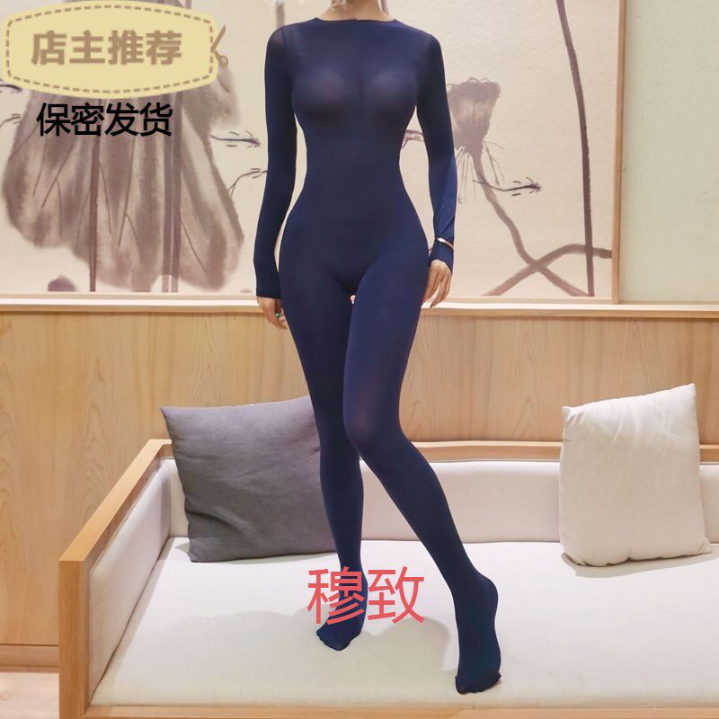 高个子大码120D天鹅绒连体衣紧身衣开裆 连裤袜衣塑身衣 黑色肉色