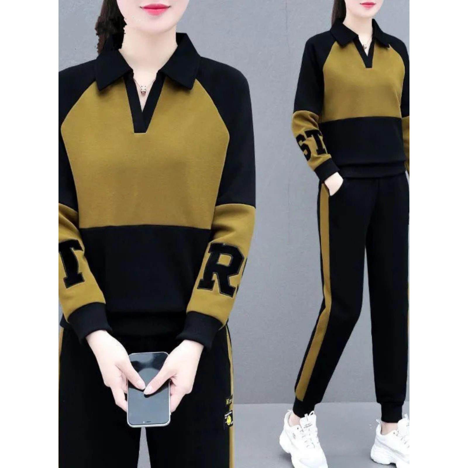 ROUMIKL纯大码加厚运动服套装女中年妈妈装2026秋冬跑步新款宽松