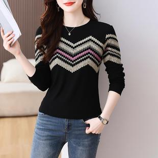 ROUMIKL圆领长袖t恤女修身洋气小衫2025新款今年流行爆款秋季打底