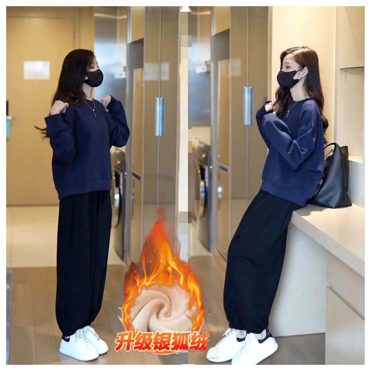 ROUMIKL纯秋冬装搭配一整套时尚运动服女装套装卫衣大码休闲洋气