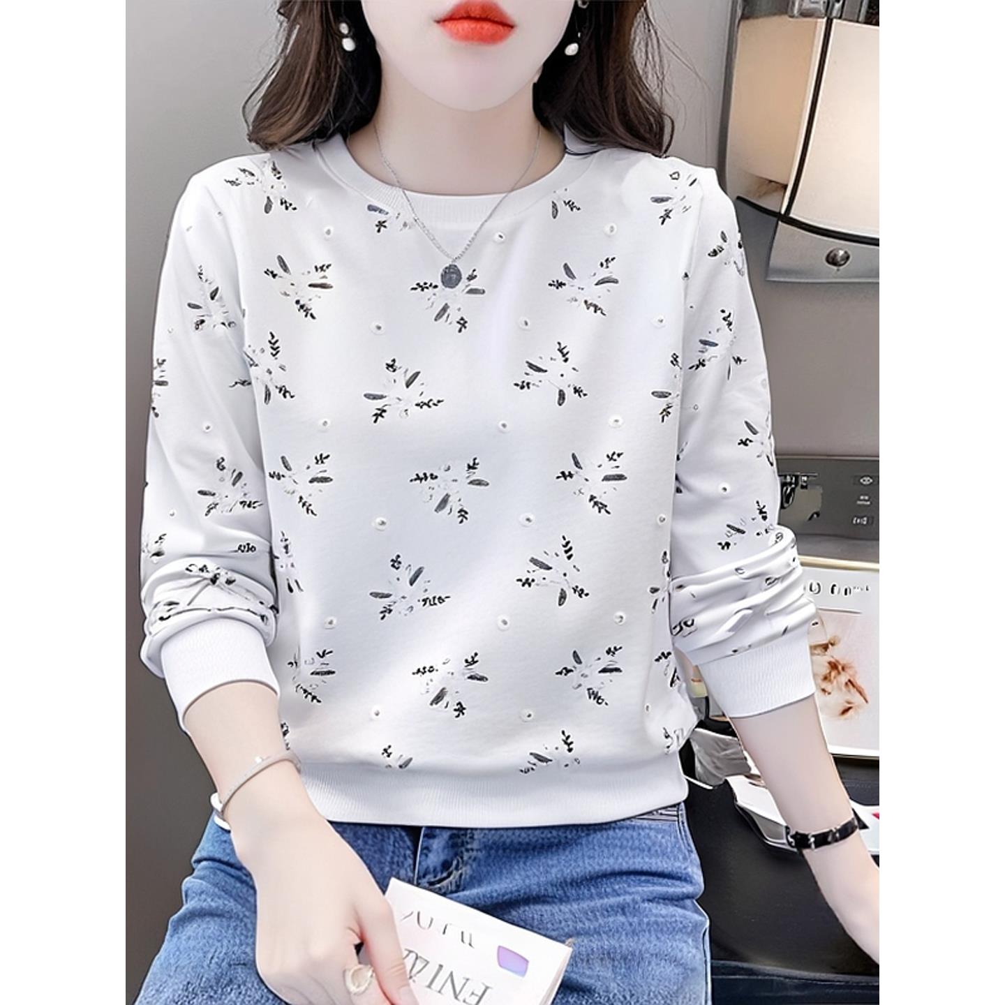 ROUMIKL百搭卫衣女新款2025爆款时尚洋气显瘦秋季外套印花别致宽