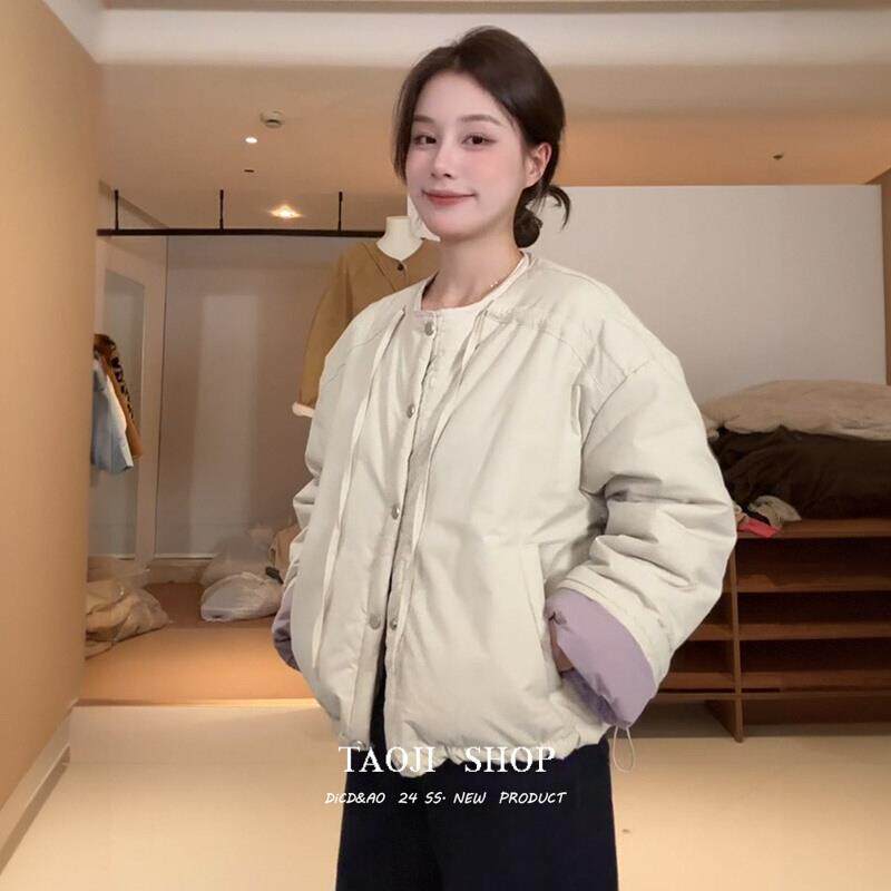 KATTERLLG气质奶呼呼保暖圆领棉服外套女冬季新款宽松显瘦百搭短