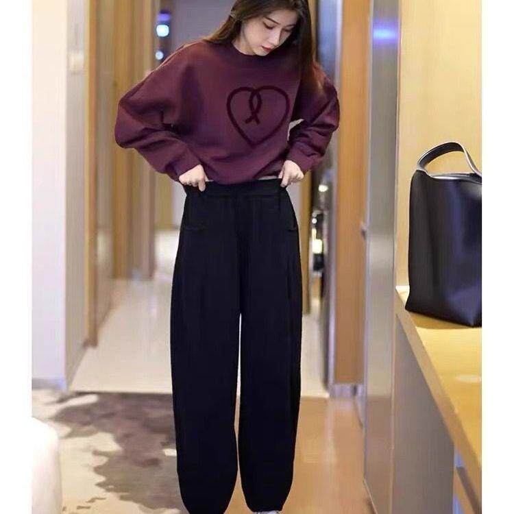 ROUMIKL纯休闲运动服套装女小个子春秋装宽松显瘦卫衣女时尚穿搭