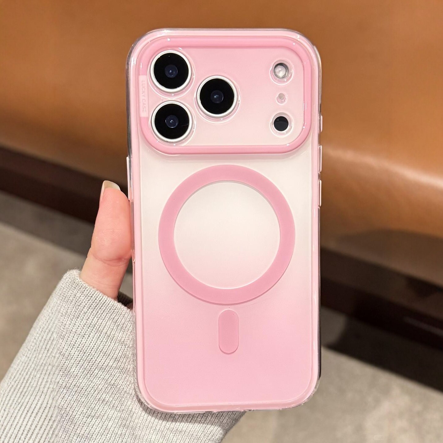 晕染渐变少女粉适用苹果17promax手机壳Magsafe磁吸女款iPhone16保护套15pro镜头全包防摔14PM超火好看高级感