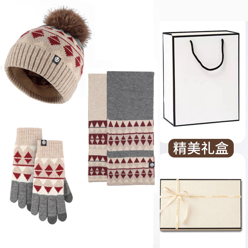 冬季围巾手套帽子三件套送女友生