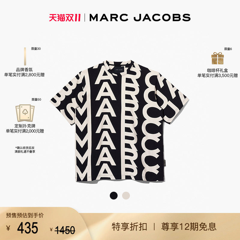 【双11折扣】MARC JACOBS MJ 老花设计修身时尚圆领短袖T恤上衣