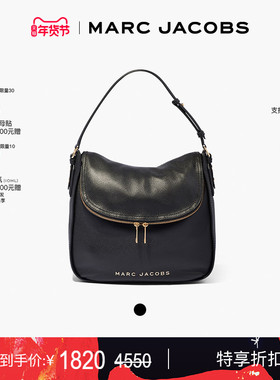 【季末折扣】MARC JACOBS/莫杰 MJ 牛皮黑色经典复古hobo包