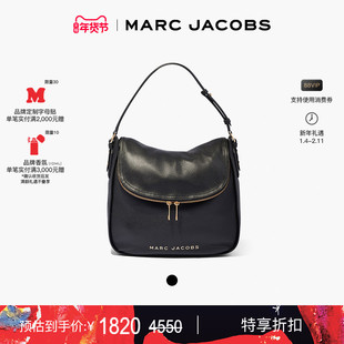 【新年特惠】MARC JACOBS/莫杰 MJ 牛皮黑色经典复古hobo包