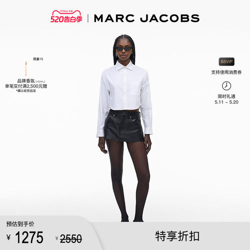 【折扣】MARC JACOBS/莫杰 SHIRT 纯棉白色短款女士长袖衬衫