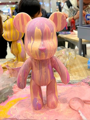 网红液体流体熊画小熊手工自制摆件材料包白胚礼物暴力熊涂鸦diy