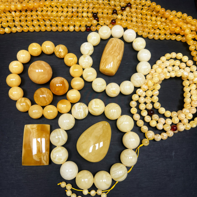 俄料琥珀蜜蜡手串108佛珠手链妖孽纹白花蜡满蜡黄鸡油黄满蜜虎皮